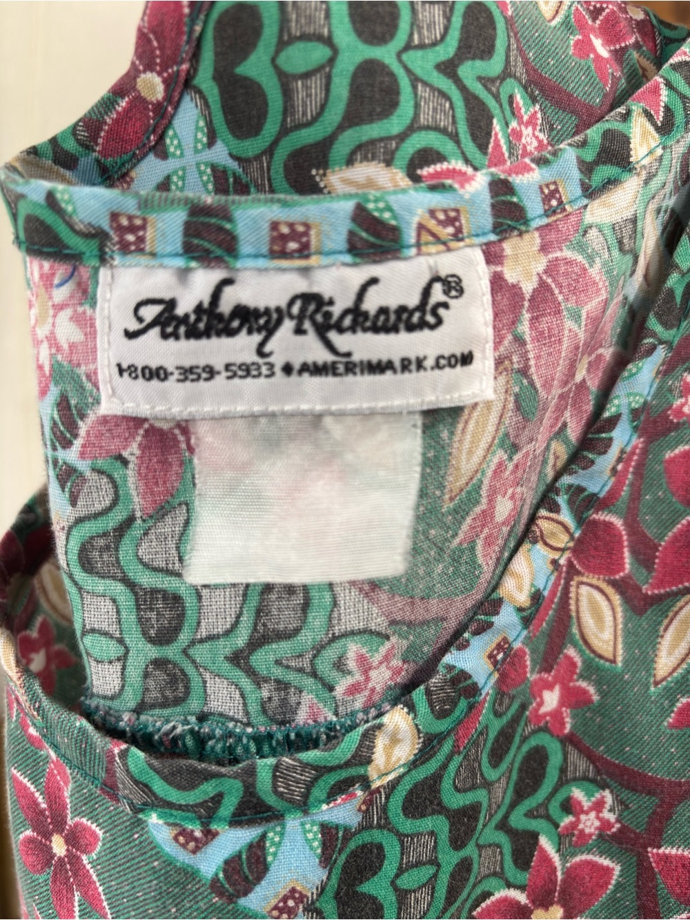 Anthony Richards Vintage Muu Muu Pinafore Midi Dress Pink and Green Size Lg - Picture 7 of 7